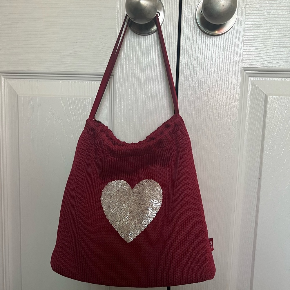 The Sak Red Heart Woven Handbag